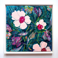 Beneath the Vines, Mixed Media Floral Painting on Cradled Wood Panel