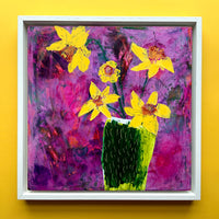 Daffodils Painting on Cradled Wood Panel, Puckering Up II