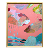 Sunset over Sea Abstract Painting in Dusky Pink, Sun Ray