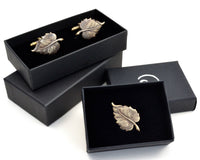 Leaf Cuff Links, Autumn Wedding Gift for Men, Gardener Gift
