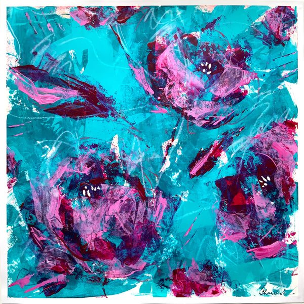 Floral Painting 1, 16.5 inches square