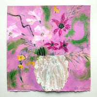 Mixed Media Floral, Pink, 12 inch Square