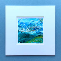 Mini Abstracted Landscape Painting 3, 8 inch square in mount