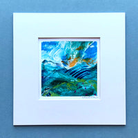 Mini Abstracted Landscape Painting 4, 8 inch square in mount