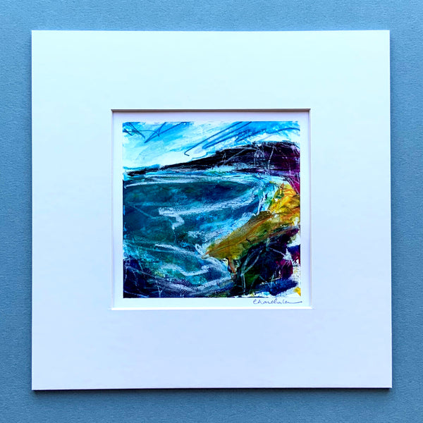 Abstracted Seascape Painting 1, Mini, 8 inch square in mount
