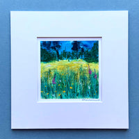 Semi Abstracted Landscape Painting 2, 8 inch square in mount