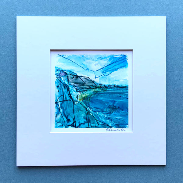Abstracted Seascape Painting 2, Mini, 8 inch square in mount