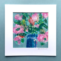 Semi Abstracted Floral Painting 1, Mini, 8 inch square in mount