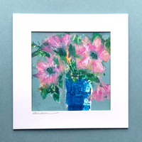 Semi Abstracted Floral Painting 2, Mini, 8 inch square in mount