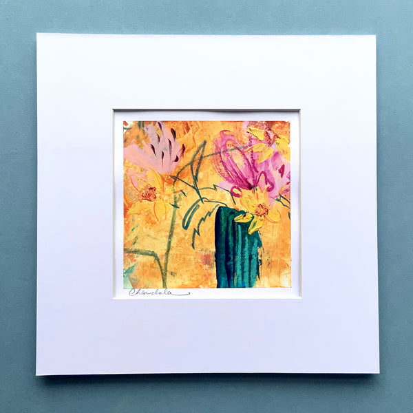 Abstract Floral Painting 1, Mini, 8 inch square in mount