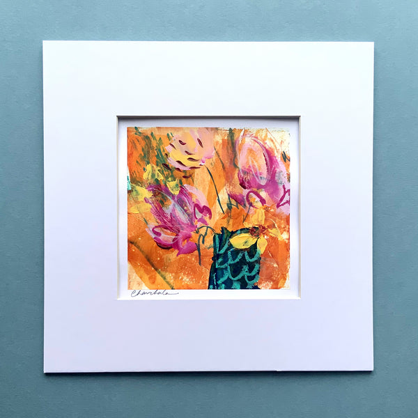 Abstract Floral Painting 2, Mini, 8 inch square in mount