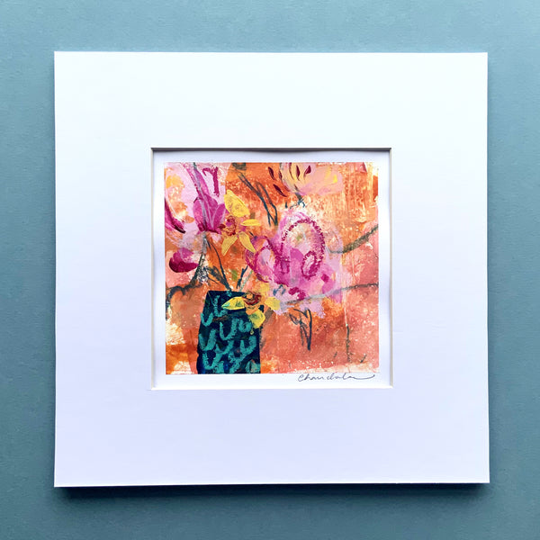 Abstract Floral Painting 3, Mini, 8 inch square in mount