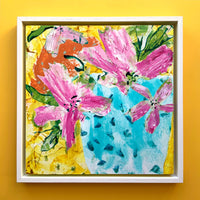 Semi Abstracted Playful Floral, Colourful Mixed Media Painting