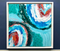 Seaside Inspired Abstract Painting on Wood Panel, Balance