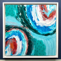Seaside Inspired Abstract Painting on Wood Panel, Balance