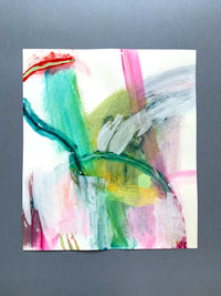 Joyful Colourful Abstract Painting on Watercolour Paper, Somewhere over the Rainbow