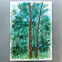 Wild Garden Painting on Paper, A3 Size, Woodland Painting