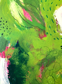 Wild Garden Inspired Abstract Painting, Mixed Media Woodland Painting