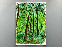 Woodland Trees Painting on Paper, A3 Size