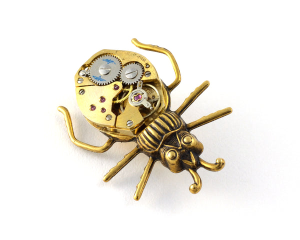 Clockwork Beetle Pin, Steampunk Bug Brooch