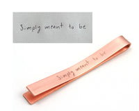 Handwriting Tie Clip in Copper, Brass or Sterling Silver