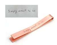 Handwriting Tie Clip in Copper, Brass or Sterling Silver