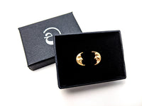 Moon Face Stud Earrings, Crescent Moon Ear Studs