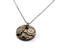 Garnet set Steampunk Watch Necklace, January Birth Stone