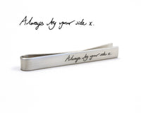 Silver Handwriting Tie Bar, Engraved with your Custom Handwriting