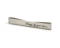 Silver Handwriting Tie Bar, Engraved with your Custom Handwriting