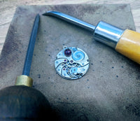 Garnet set Steampunk Watch Necklace, January Birth Stone