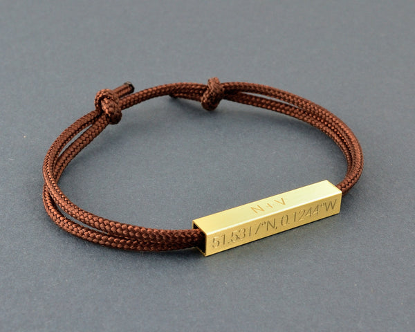 Engraved Mens Bracelet, GPS coordinate Gift for Him
