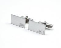 Silver Engraved Cuff Links and Tie Clip Set, Secret Message