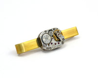 Personalised Steampunk Tie Bar, Watch Movement