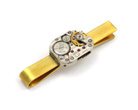 Personalised Steampunk Tie Bar, Watch Movement