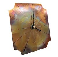 Small Wall Clock in Fiery Red Copper, Painted with a Flame