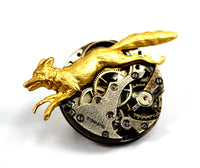 Steampunk Fox Brooch Pin, Watch Movement