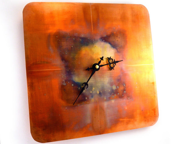 Copper Wall Clock, Colourful Wall Art, Rose Gold Home Decor