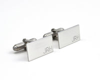 Engraved Silver Cuff Links, Minimalist Custom Initial Cuff Links
