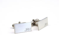Engraved Silver Cuff Links, Minimalist Custom Initial Cuff Links