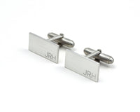 Engraved Silver Cuff Links, Minimalist Custom Initial Cuff Links