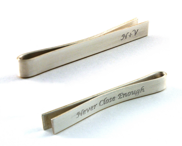 Engraved Silver Tie Clip, Secret Message