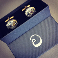 Engraved Steampunk Cuff Links, Watch Movement