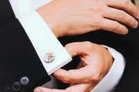 Engraved Steampunk Cuff Links, Watch Movement