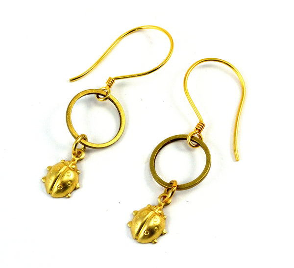 Gold Ladybug Earrings, Ladybirds