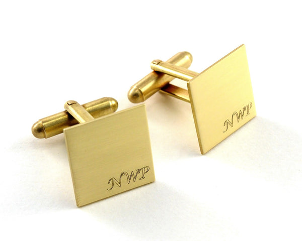 Monogram Cuff Links, Engraved Gold