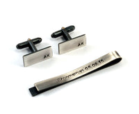 Monogrammed Mens Gift Set, Sterling Silver Cufflinks and Tie Bar