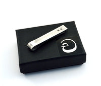 Personalised Skinny Tie Clip, Antiqued Sterling Silver