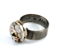 Personalised Steampunk Ring, Engraved Secret Message
