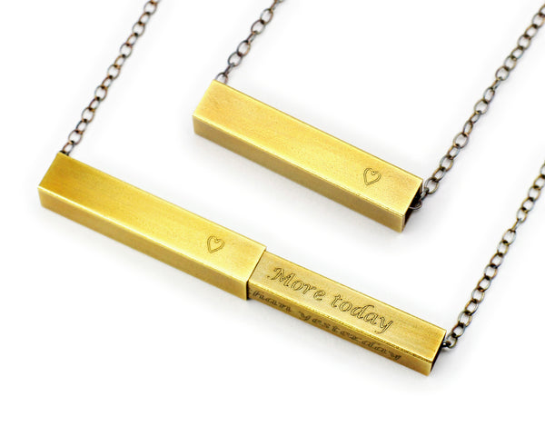 Secret Message Necklace in Antiqued Brass